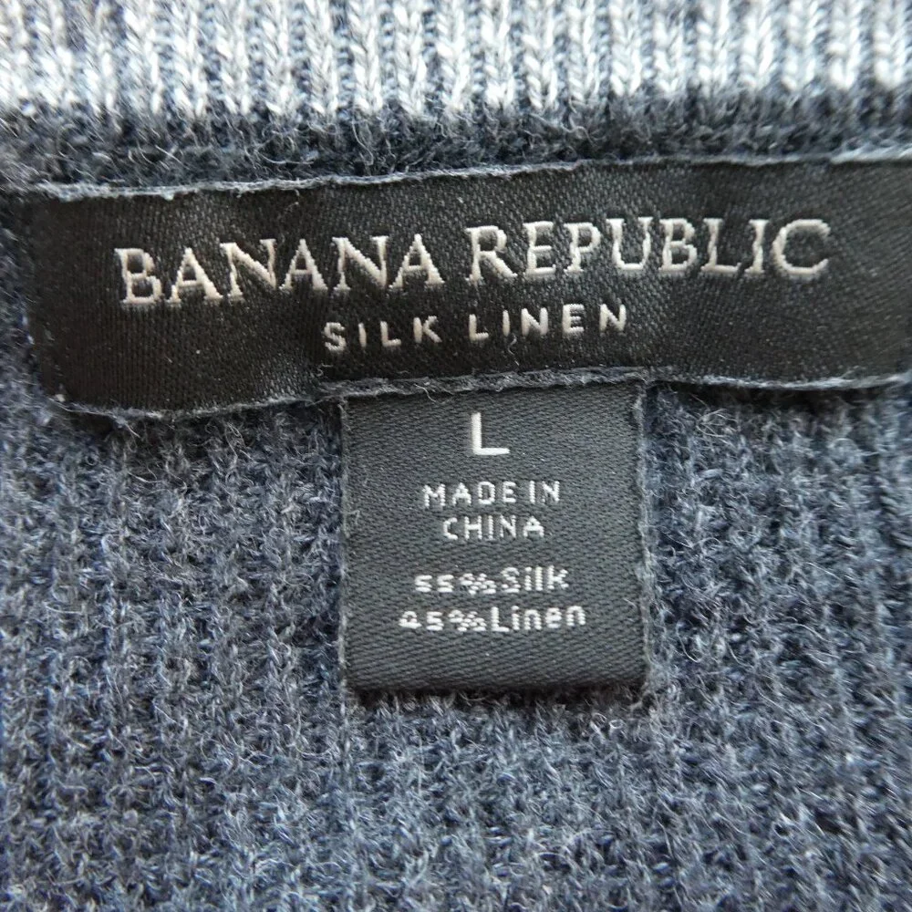 Silk Linen Henley Banana Republic Long Sleeve Thermal Charcoal Grey Streetwear L
